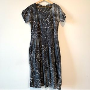 Art Fabrik Grey Tie Dyed MIDI Dress Size M Cotton